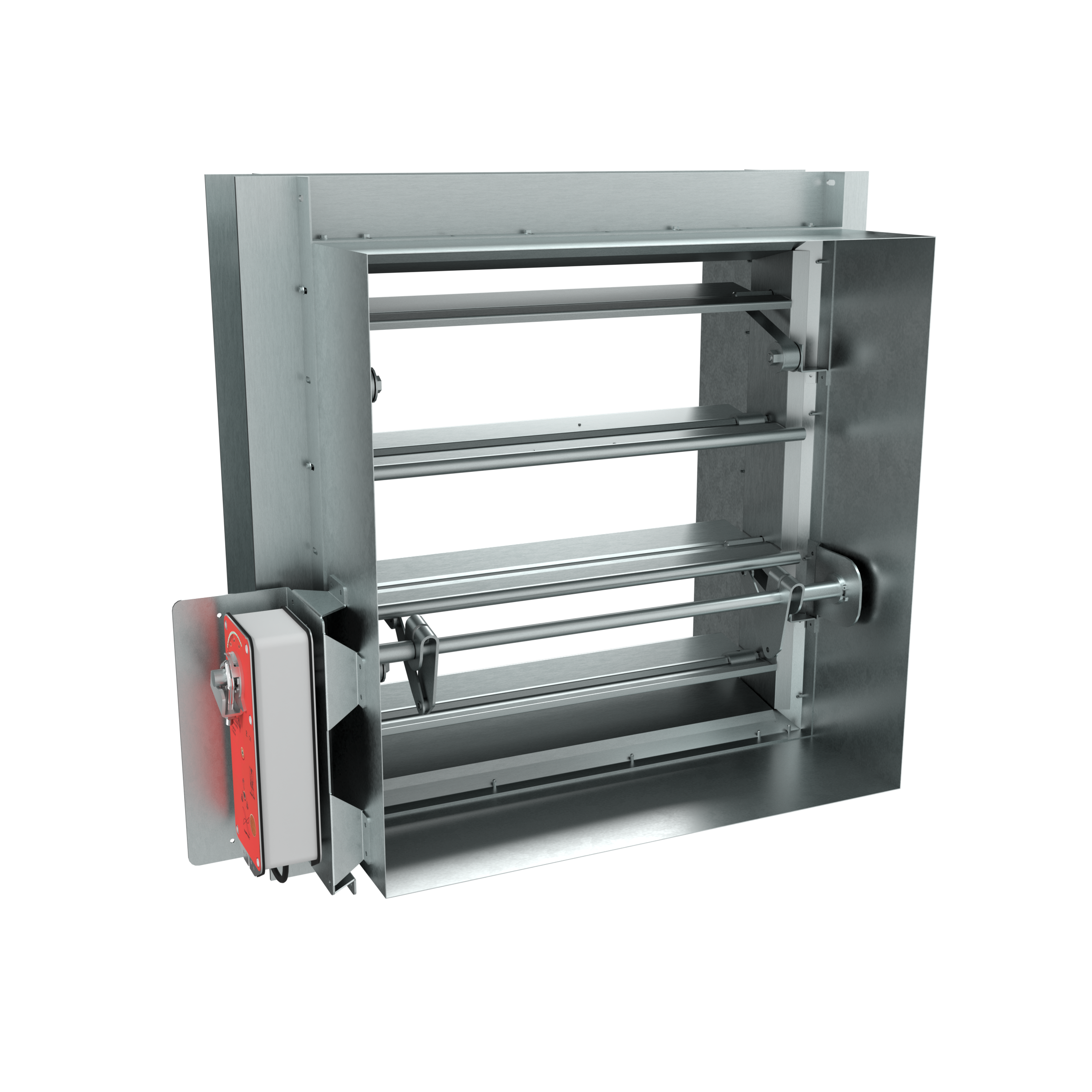 HFS Fire and Smoke Damper with Multiple Rotating Opposed Blades, complete with Sleeve and Actuator